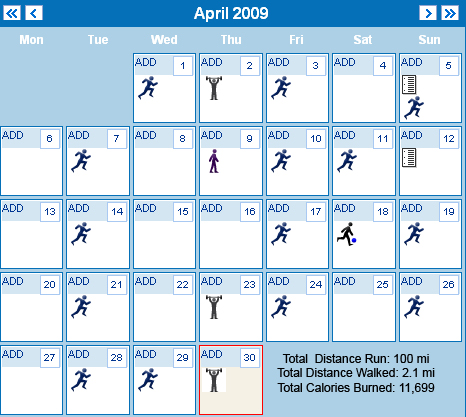 Un calendario per l'attività fisica